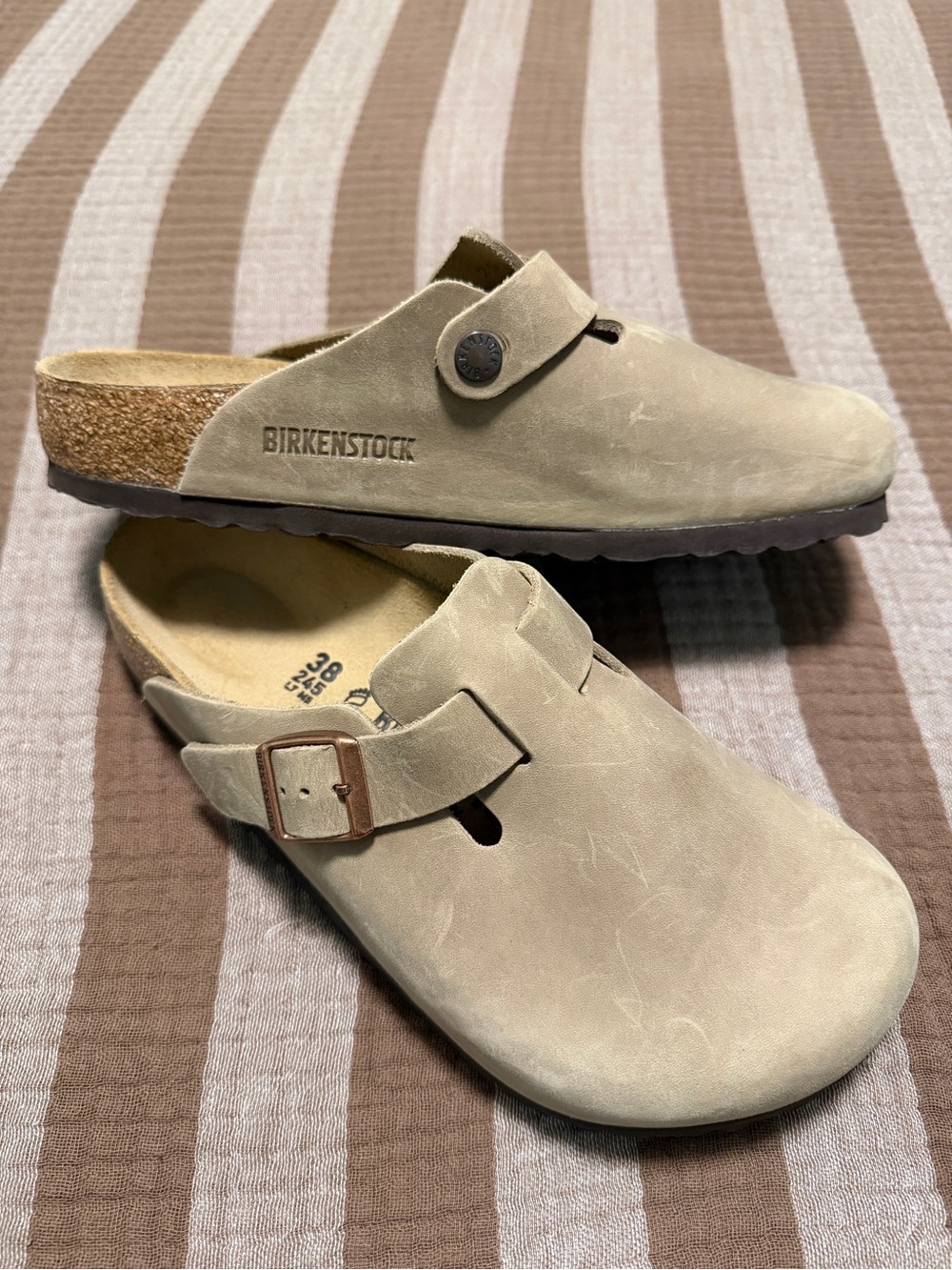 Birkenstock Women’s Boston Clogs in Taupe